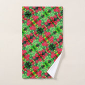 Abstract patroon van rode zinnia Flowers Bad Handdoek (Handdoek)