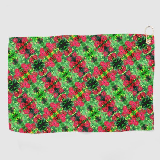 Abstract patroon van rode zinnia Flowers Golfhanddoek (Horizontaal)