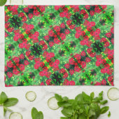 Abstract patroon van rode zinnia Flowers Theedoek (Gevouwen)