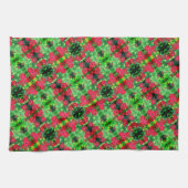 Abstract patroon van rode zinnia Flowers Theedoek (Horizontaal)