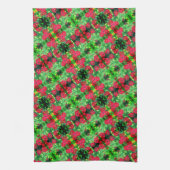 Abstract patroon van rode zinnia Flowers Theedoek (Verticaal)