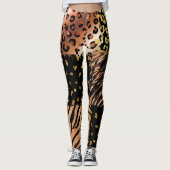 Abstract patroon van roos met luipaard in zwart leggings (Voorkant)