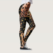 Abstract patroon van roos met luipaard in zwart leggings (Rechts)