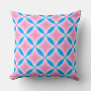 Abstract patroon van roze en blauwe vierkantjes kussen