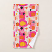 Abstract patroon van roze kleurblokken Mid Century Bad Handdoek (Handdoek)