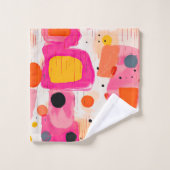 Abstract patroon van roze kleurblokken Mid Century Bad Handdoek (Wasdoekje)