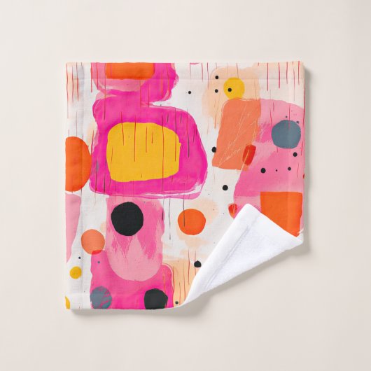 Abstract patroon van roze kleurblokken Mid Century Bad Handdoek (Wasdoekje)