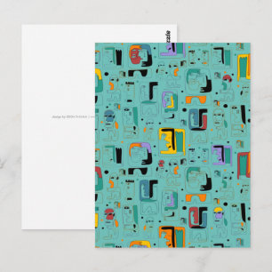 Abstract patroon van stammaya oeroude gezichten 1 briefkaart