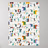 Abstract patroon van stammaya oeroude gezichten 1 poster (Voorkant)