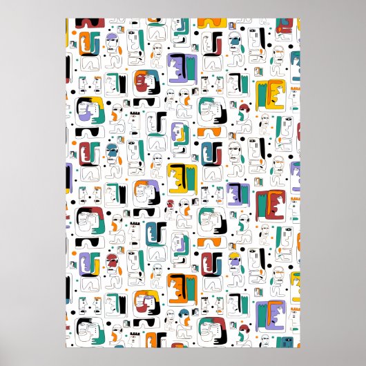Abstract patroon van stammaya oeroude gezichten 1 poster (Voorkant)
