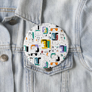 Abstract patroon van stammaya oeroude gezichten 1 ronde button 4,0 cm