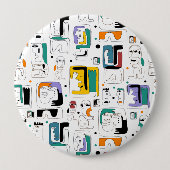 Abstract patroon van stammaya oeroude gezichten 1 ronde button 4,0 cm (Voorkant)