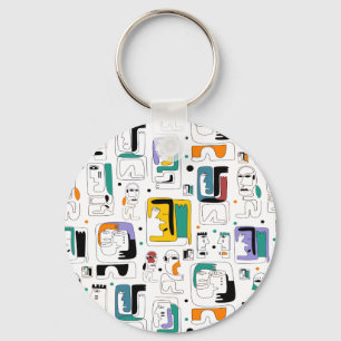 Abstract patroon van stammaya oeroude gezichten 1 sleutelhanger