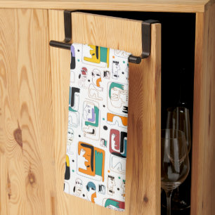 Abstract patroon van stammaya oeroude gezichten 1 theedoek