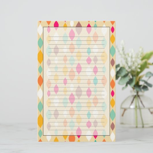 Abstract patroon van stijl Retro Briefpapier (Staand voorkant)