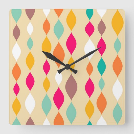 Abstract patroon van stijl Retro Vierkante Klok (Voorkant)