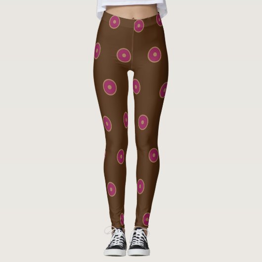 Abstract patroon van Trendy Brown en Roze Leggings (Voorkant)