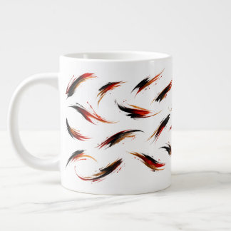 Abstract patroon van vurige penseelstreken grote koffiekop