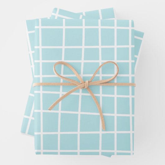 Abstract patroon van zacht blauw raster inpakpapier vel (In situ)