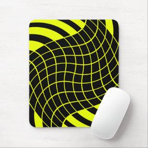 Abstract patroon van zwarte en gele lijnen muismat