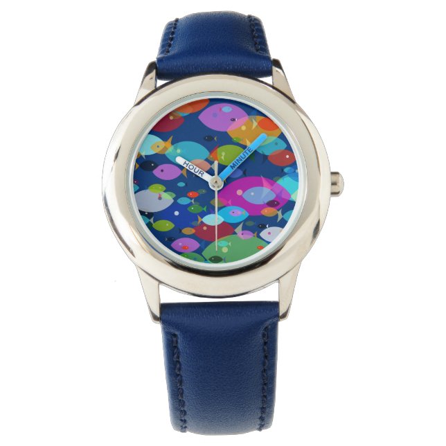 Abstract patroon  virologisch zwemmen Blauw Horloge (Voorkant)
