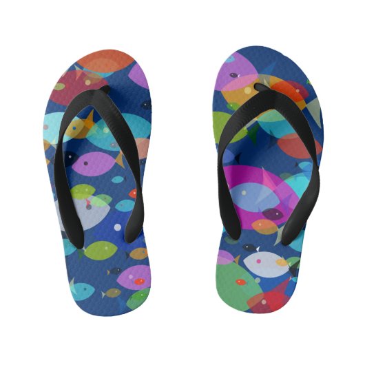 Abstract patroon virologisch zwemmen Blauw Kinder Teenslippers (Voetbed)