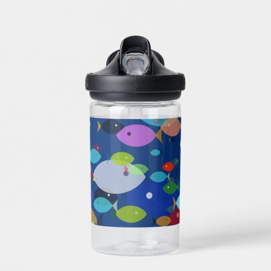 Abstract patroon  virologisch zwemmen Blauw Waterfles (Voorkant)