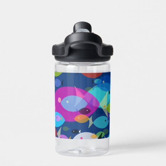 Abstract patroon virologisch zwemmen Blauw Waterfles (Achterkant)