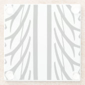 Abstract patroon voor bandstructuur in zwart-wit glazen onderzetter (Achterkant)