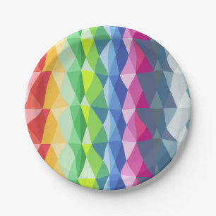 Abstract patroon voor geometrische regenboogstaafp papieren bordje