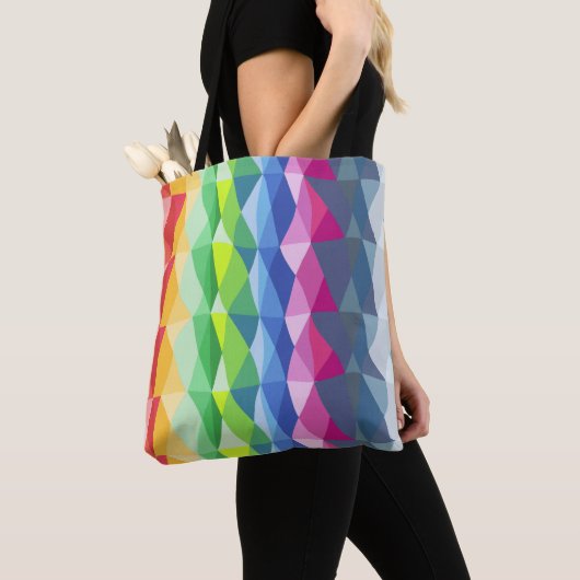 Abstract patroon voor geometrische regenboogstaafp tote bag (Dichtbij)
