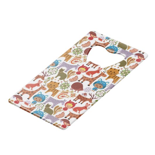 Abstract patroon voor kinderen en dieren creditkaart flessenopener (Achterkant Gekanteld)