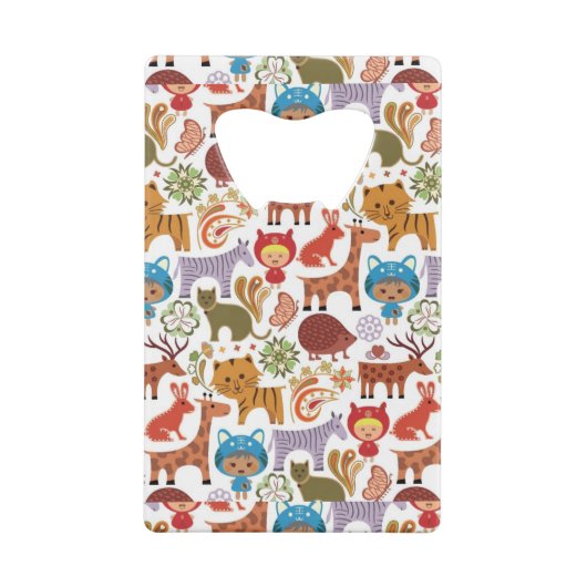 Abstract patroon voor kinderen en dieren creditkaart flessenopener (Achterkant)