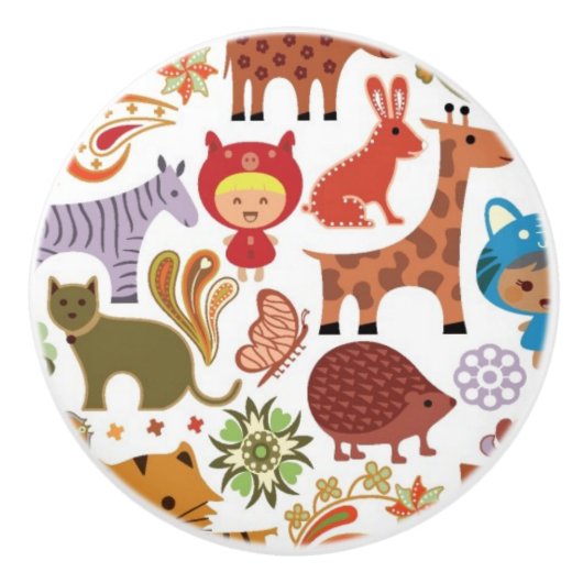 Abstract patroon voor kinderen en dieren keramische knop (Voorkant)