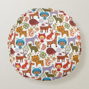 Abstract patroon voor kinderen en dieren rond kussen