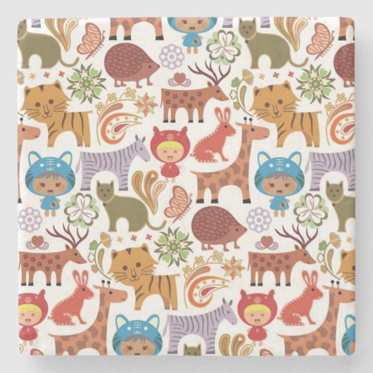 Abstract patroon voor kinderen en dieren stenen onderzetter (Voorkant)