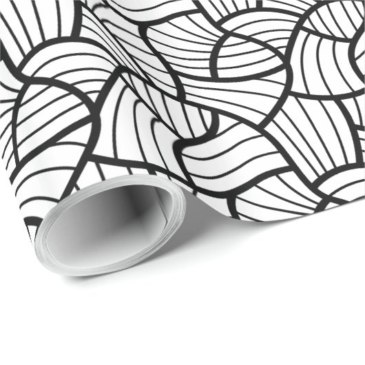 Abstract patroon voor zwarte en witte zwepen cadeaupapier (Rol Hoek)