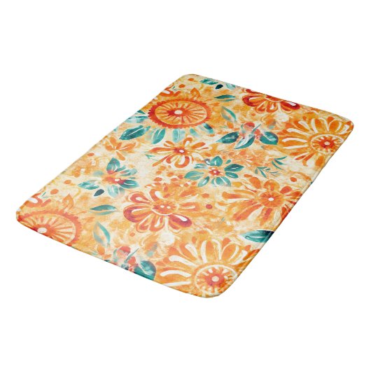 Abstract Patroon Zonnig Sinaasappel Douchegordijn Badmat (Gekanteld)