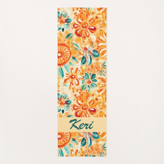 Abstract Patroon Zonnig Sinaasappel Douchegordijn Yogamat (Voorkant)