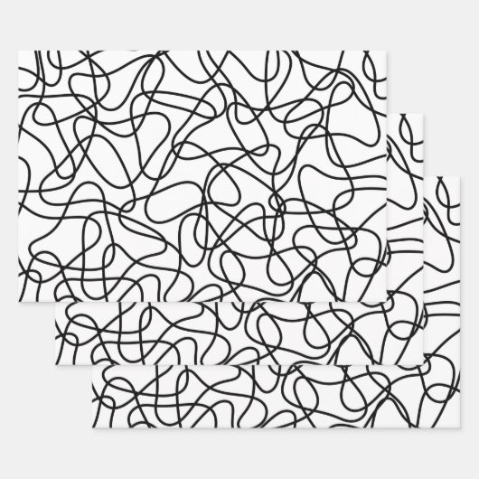 Abstract patroon - zwart-wit inpakpapier vel (Set)