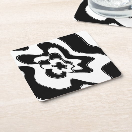 Abstract patroon - zwart-wit kartonnen onderzetters (Schuin)