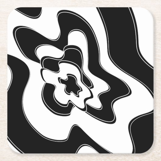 Abstract patroon - zwart-wit kartonnen onderzetters (Voorkant)