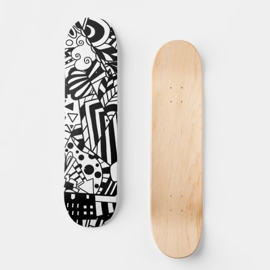 Abstract patroon zwart-wit persoonlijk skateboard (Voorkant)