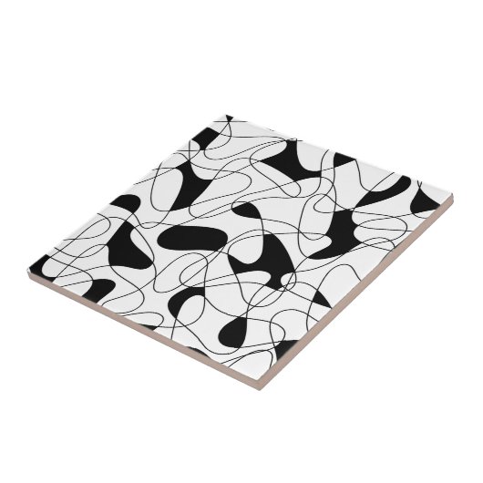 Abstract patroon - zwart-wit. tegeltje (Zijkant)