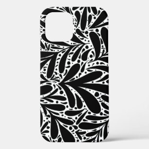 Abstract patroon zwarte en witte bladeren Case-Mate iPhone case