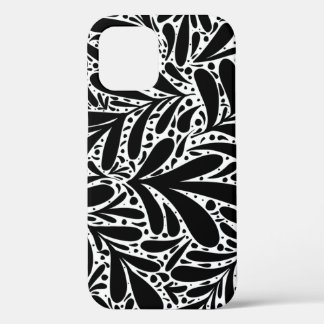 Abstract patroon zwarte en witte bladeren Case-Mate iPhone case