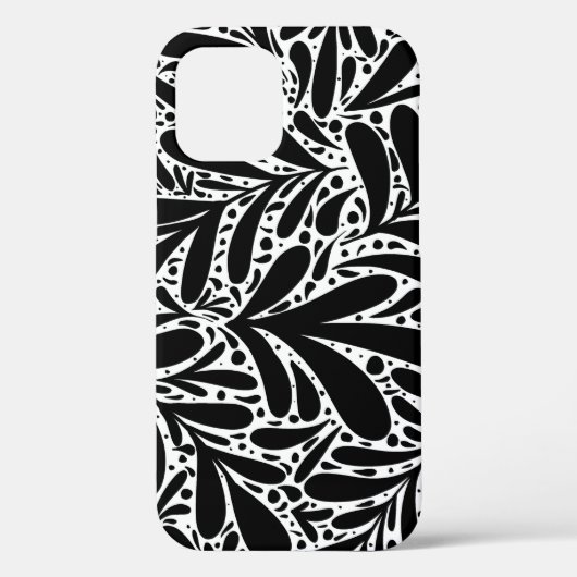 Abstract patroon zwarte en witte bladeren Case-Mate iPhone case (Achterkant)