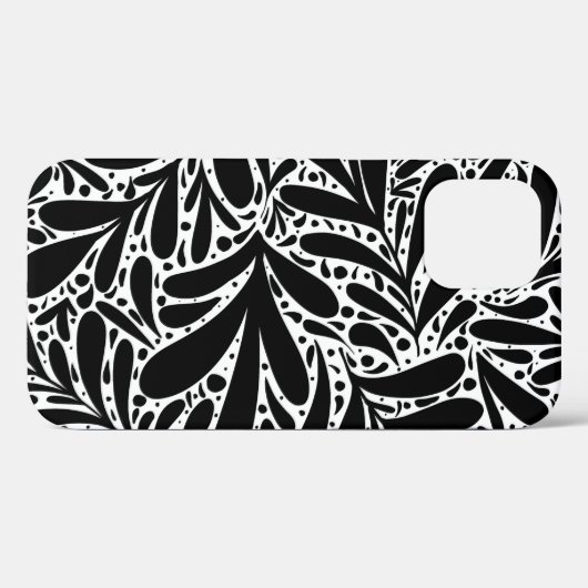 Abstract patroon zwarte en witte bladeren Case-Mate iPhone case (Achterkant (horizontaal))