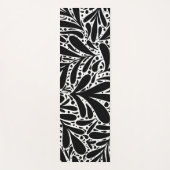 Abstract patroon zwarte en witte bladeren yogamat (Voorkant)