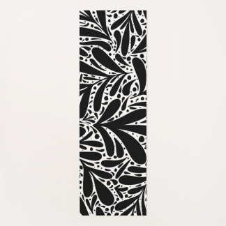 Abstract patroon zwarte en witte bladeren yogamat